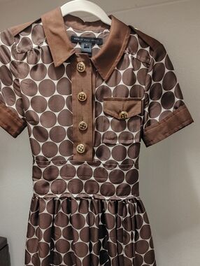 Marc By Marc Jacobs Brown and Cream Polka Dot Satin Dress